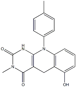 1,5-Dihydro-3-methyl-6-hydroxy-10-(p-tolyl)pyrimido[4,5-b]quinoline-2,4(3H,10H)-dione Struktur