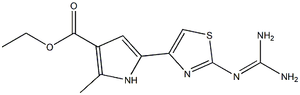 2-Methyl-5-[2-[(diaminomethylene)amino]thiazole-4-yl]-1H-pyrrole-3-carboxylic acid ethyl ester Struktur