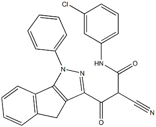 N-(3-Chlorophenyl)-3-[[1-phenyl-1,4-dihydroindeno[1,2-c]pyrazol]-3-yl]-2-cyano-3-oxopropanamide Struktur