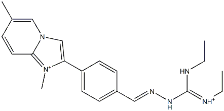 1,6-Dimethyl-2-[4-[2-[ethyliminio(ethylamino)methyl]hydrazonomethyl]phenyl]imidazo[1,2-a]pyridin-1-ium Struktur