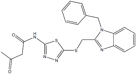 N-[2-[(1-Benzyl-1H-benzimidazol-2-yl)methylthio]-1,3,4-thiadiazol-5-yl]-2-acetylacetamide Struktur