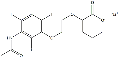 2-[2-(3-Acetylamino-2,4,6-triiodophenoxy)ethoxy]valeric acid sodium salt Struktur