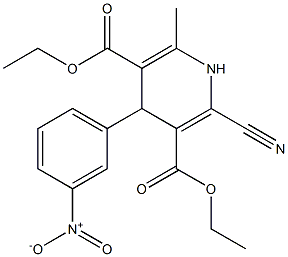 4-(3-Nitrophenyl)-2-cyano-6-methyl-1,4-dihydropyridine-3,5-dicarboxylic acid diethyl ester Struktur