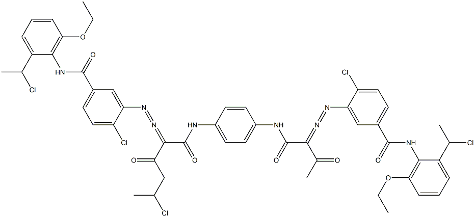 3,3'-[2-(1-Chloroethyl)-1,4-phenylenebis[iminocarbonyl(acetylmethylene)azo]]bis[N-[2-(1-chloroethyl)-6-ethoxyphenyl]-4-chlorobenzamide] Struktur