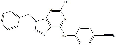 9-Benzyl-2-chloro-6-(4-cyanophenylamino)-9H-purine Struktur