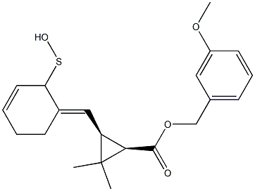 (1R,3S)-2,2-Dimethyl-3-[[(3E)-2,3,4,5-tetrahydro-2-oxothiophen]-3-ylidenemethyl]cyclopropane-1-carboxylic acid-3-methoxybenzyl ester Struktur