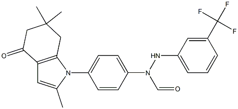 ((3-(Trifluoromethyl)phenyl)amino)-N-(4-(2,6,6-trimethyl-4-oxo(5,6,7-trihydroindolyl))phenyl)formamide Struktur