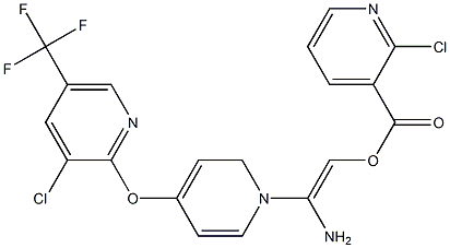 2-Amino-1-aza-2-(4-(3-chloro-5-(trifluoromethyl)(2-pyridyloxy))phenyl)vinyl 2-chloropyridine-3-carboxylate Struktur