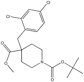 1-BOC-4-[(2,4-DICHLOROPHENYL)METHYL]-4-PIPERIDINECARBOXYLIC ACID METHYL ESTER Struktur