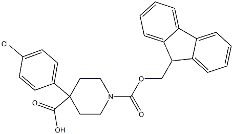 Fmoc-4-(4-chlorophenyl)-piperidine-4-carboxylic acid Struktur