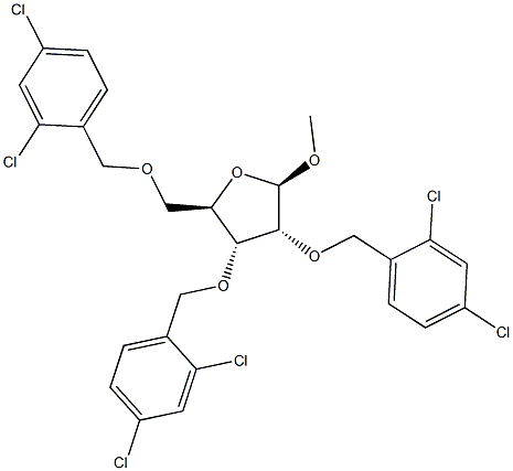 Methyl 2,3,5-tri-O-(2,4-dichlorobenzyl)-b-D-ribofuranoside Struktur