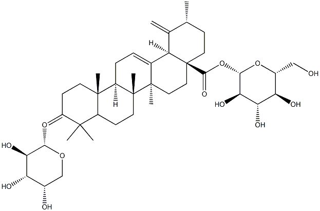 3b-[(a-L-arabinopyranosyl) oxy]urs-12,19(29)-dien-28-oic acid 28-b-D-glucopyranosyl ester Struktur