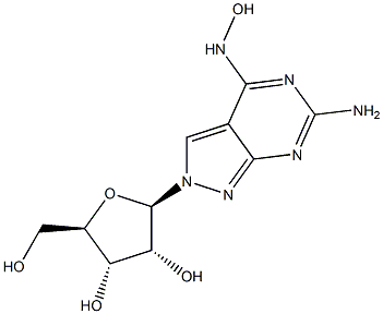 6-Amino-4-hydroxyamino-2-(beta-D-ribofuranosyl)-2H-pyrazolo[3,4-d]pyrimidine Struktur