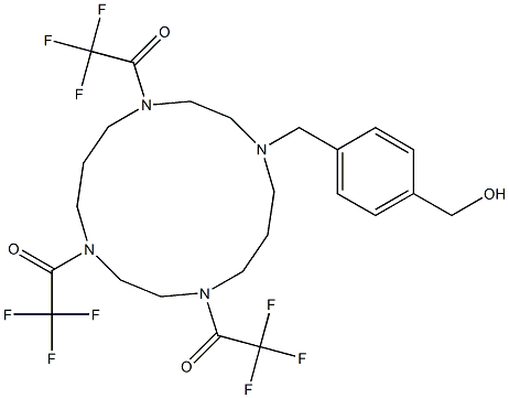 1,1',1''-(11-(4-(hydroxymethyl)benzyl)-1,4,8,11- tetraazacyclotetradecane-1,4,8-triyl)tris(2,2,2-trifluoroethan-1-one) Struktur