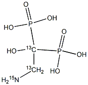 2-Amino-1-hydroxyethane-1,1-diphosphonic Acid-13C2, 15N Struktur