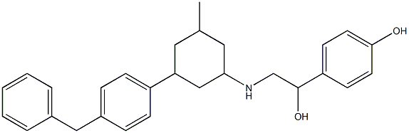 4-{1-Hydroxy-2-[3-(4-benzylphenyl)-5-methylcyclohexylamino]ethyl}phenol Struktur