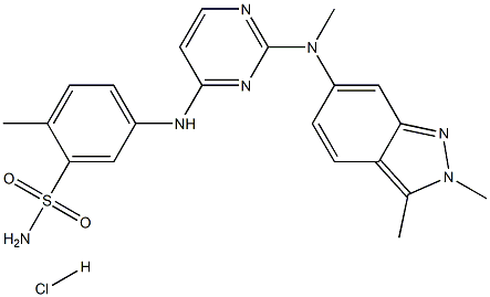 5-((2-((2,3-Dimethyl-2H-indazol-6-yl)(methyl)amino)pyrimidin-4-yl)amino)-2-methylbenzenesulfonamide Hydrochloride Struktur