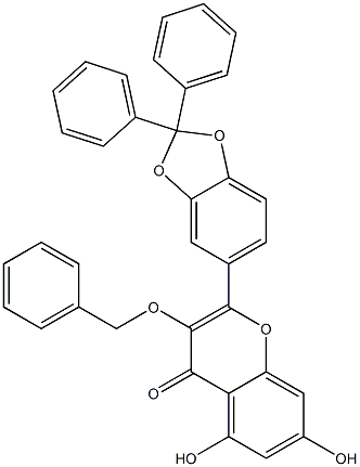 2-(2,2-Diphenyl-1,3-benzodioxol-5-yl)-5,7-dihydroxy-3-(phenylmethoxy)-4H-1-benzopyran-4-one Struktur