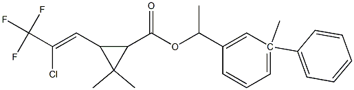 3-(2-Chloro-3,3,3-trifluoropropen-1-yl)-2,2-dimethylcyclopropanecarboxylic acid-methyl-3-methyl-3-phenylbenzyl ester Struktur