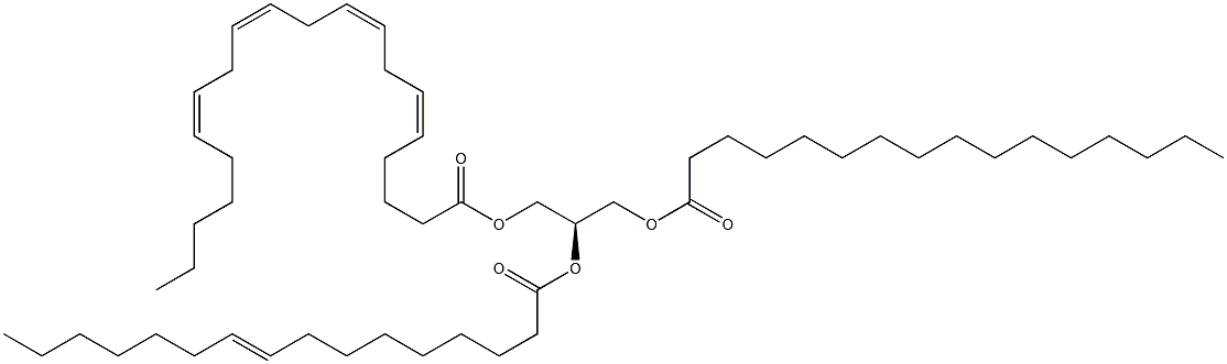 1-hexadecanoyl-2-(9Z-hexadecenoyl)-3-(5Z,8Z,11Z,14Z-eicosatetraenoyl)-sn-glycerol Struktur