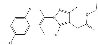 Ethyl [5-hydroxy-1-(6-methoxy-4-methyl-3-quinolinyl)-3-methyl-1H-pyraz ol-4-yl]acetate Struktur