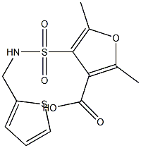 2,5-Dimethyl-4-{[(thien-2-ylmethyl)amino]sulphonyl}furan-3-carboxylic acid 97% Struktur