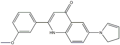 3'-methoxy-6-pyrrolinyl-2-phenyl-4-quinolone Struktur