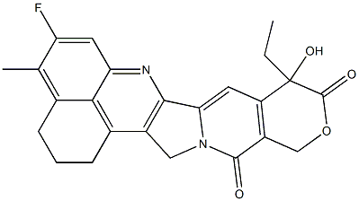 2,3-dihydro-9-ethyl-5-fluoro-9-hydroxy-4-methyl-1H,12H-benzo(de)pyrano(3',4'-6,7)indolizino(1,2-b)quinoline-10,13(9H,15H)-dione Struktur