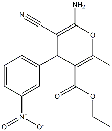 ethyl 6-amino-5-cyano-2-methyl-4-(3-nitrophenyl)-4H-pyrano-3-carboxylate Struktur