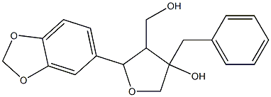 4-benzyl-4-hydroxy-3-hydroxymethyl-2-(3,4-methylenedioxyphenyl)tetrahydrofuran Struktur