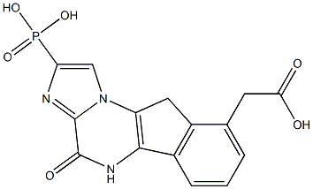 9-carboxymethyl-4-oxo-5H,10H-imidazo(1,2-a)indeno(1,2-e)pyrazin-2-phosphonic acid Struktur