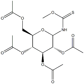 O-methyl N-(2,3,4,6-tetra-O-acetylglucopyranosyl)thiocarbamate Struktur