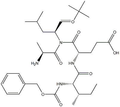 benzyloxycarbonyl-isoleucyl-glutamyl(O-tert-butyl)-alanyl-leucinal Struktur