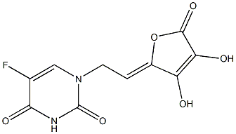 1-(2,4-dioxo-5-fluoro-(1H,3H)-pyrimidin-1-yl)-2-(2,3-dihydroxy-2-buten-4-olidylidene)ethane Struktur