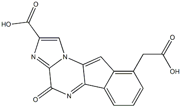 9-carboxymethyl-4-oxo-imidazo(1,2-a)indeno-(1,2-e)pyrazin-2-carboxylic acid Struktur