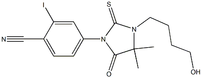 4-(4,4-dimethyl-3-(4--hydroxybutyl)-5-oxo-2-thioxo-1-imidazolidinyl)-2-iodobenzonitrile Struktur