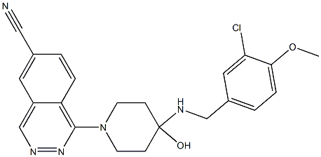 (4-(3-chloro-4-methoxybenzyl)amino-1-(4-hydroxy)piperidino)-6-phthalazinecarbonitrile Struktur