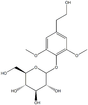 2,6-dimethoxy-4-(2-hydroxyethyl)phenol 1-O-glucopyranoside Struktur