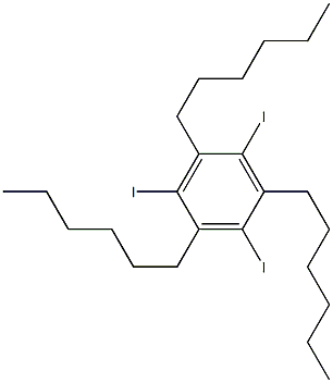 1,3,5-tri-n-hexyl-2,4,6-triiodobenzene Struktur