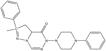 2,2-phenyl-3,3a-dihydro-4-oxo-5-(4-phenylpiperazin-1-yl)methylpyrazolo(1,5-d)(1,2,4)triazine Struktur