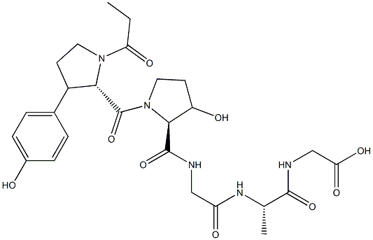 N-3-(4-hydroxyphenyl)propionyl-prolyl-hydroxyprolyl-glycyl-alanyl-glycine Struktur