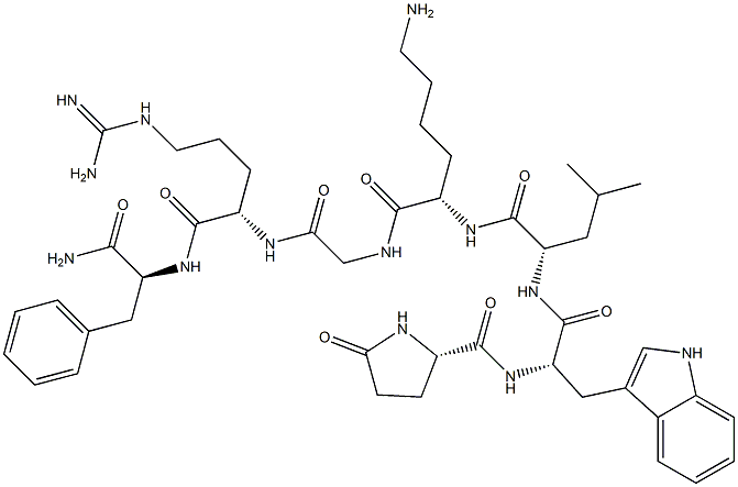 pyroglutamyl-tryptophyl-leucyl-lysyl-glycyl-arginyl-phenylalaninamide Struktur