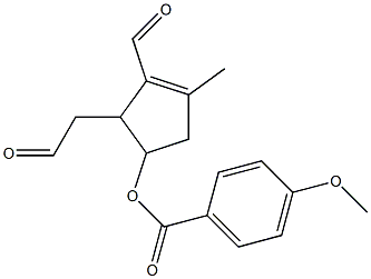 2-formyl-5-(4'-methoxybenzoyloxy)-3-methyl-2-cyclopentene-1-acetaldehyde Struktur