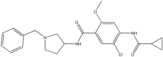 N-(1-benzyl-3-pyrrolidinyl)-5-chloro-4-((cyclopropylcarbonyl)amino)-2-methoxybenzamide Struktur