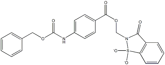 (1,1-dioxido--3-oxo-1,2-benzisothiazol-2(3H)-yl)methyl 4-(((phenylmethoxy)carbonyl)amino)benzoate Struktur