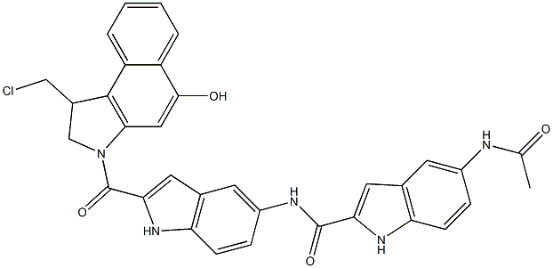 3-((5-((5-acetamino-1H-indol-2-ylcarbonyl)amino)-1H-indol-2-yl)carbonyl)-1-(chloromethyl)-5-hydroxy-1,2-dihydro-3H-benz(e)indole Struktur