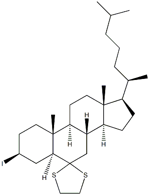 3BETA-IODO-6,6-ETHYLENE-DITHIO-5ALPHA-CHOLESTANE Struktur