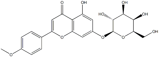 5-hydroxy-2-(4-methoxyphenyl)-7-[(2S,3R,4S,5R,6R)-3,4,5-trihydroxy-6-(hydroxymethyl)oxan-2-yl]oxy-chromen-4-one Struktur