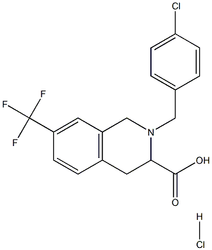 2-(4-chloro-benzyl)-7-trifluoromethyl-1,2,3,4-tetrahydro-isoquinoline-3-carboxylic acid hydrochloride Struktur