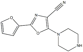 2-(2-FURYL)-5-PIPERAZIN-1-YL-1,3-OXAZOLE-4-CARBONITRILE Struktur